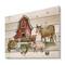 Designart - Farm House With Goose Chicken Cow Pig and Haystack - Rustic Print on Natural Pine Wood
